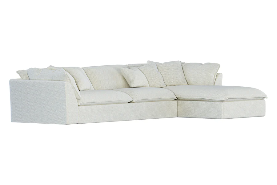 Marlow slipcover lounge sectional in cream, front view