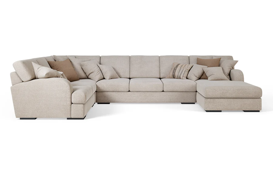 Rivera beige U-shaped modular sectional, front view