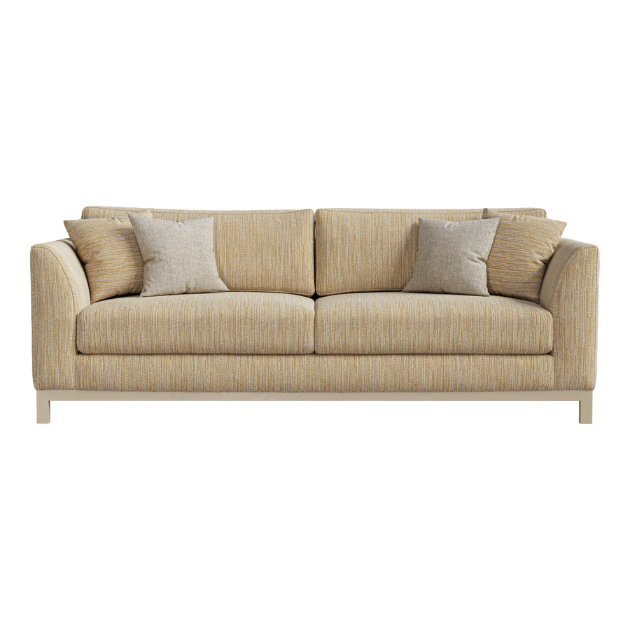 Oslo three-seater sofa in oatmeal fabric, front view