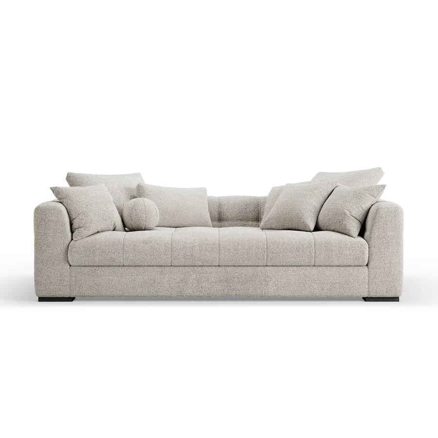 Palermo bouclé sofa in pale grey, front view